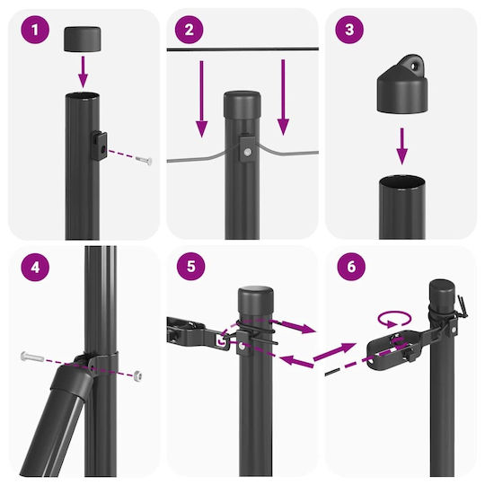 vidaXL Garden Fencing Material 7pcs Gray