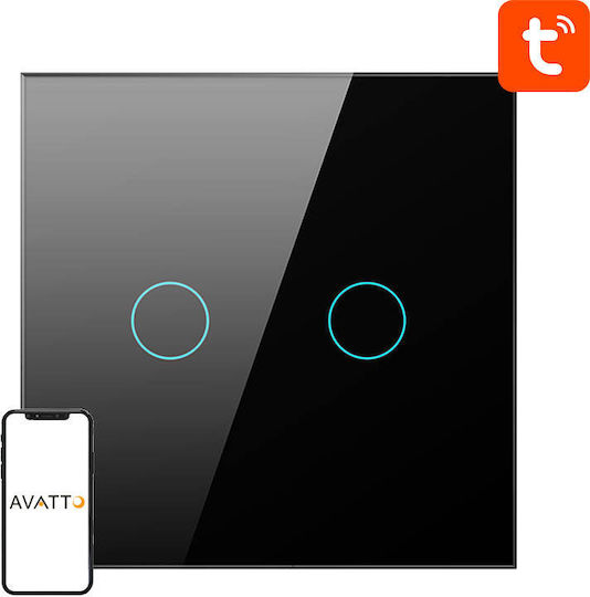 Avatto Recessed Touch Wall Switch Lighting Two-Way with Frame Black
