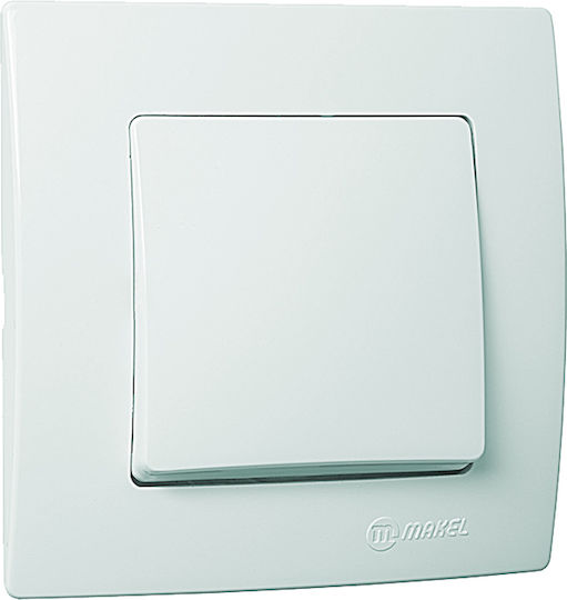 Makel Lillium Recessed Wall Switch Single with Frame Medium White