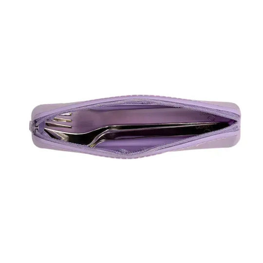 Citron Set de Tacâmuri pentru Bebeluși din Silicon cu Carcasă pentru 18+ Luni Violet 2 Buc
