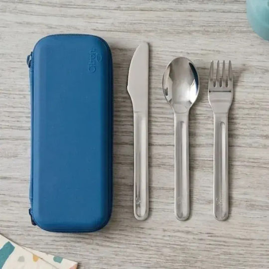 Citron Set Baby Cutlery from Silicone in Case for 18+ Months Blue 2 Pieces