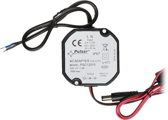 Pulsar Alimentarea cu energie electrică pentru sisteme CCTV 12V/1.5A IP67 Black PSC12015