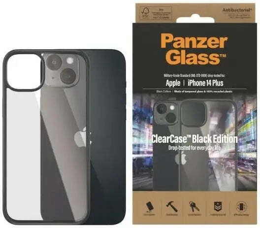 PanzerGlass Clearcase Antibacterial Задна корица Пластмаса Черен (iPhone 14 Plus)