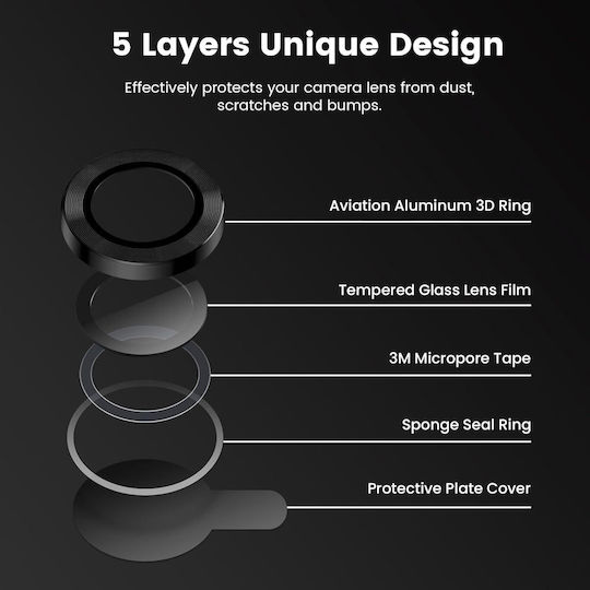 Orso Camera Protection Tempered Glass Black for the iPhone 16 Pro / 16 Pro Max