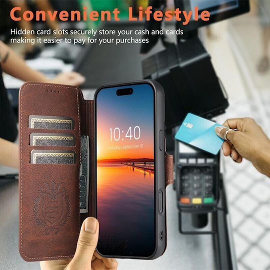 Suteni Q05 Magsafe Wallet Detachable Silicone Case Brown Apple Iphone 17