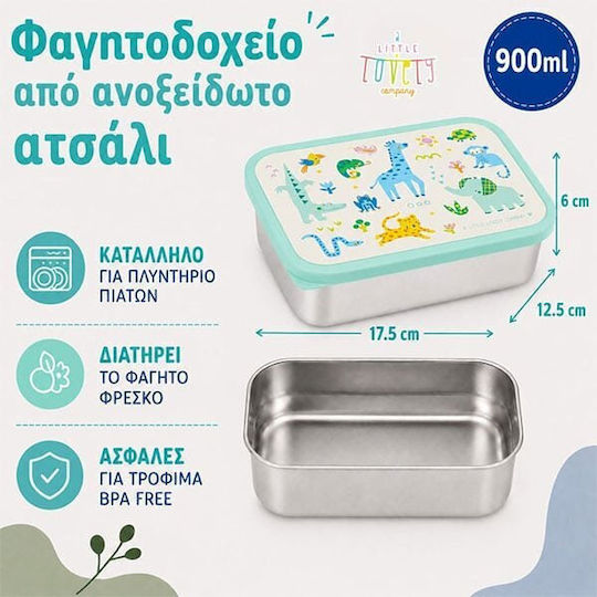 A Little Lovely Company Stainless Steel Kids Food Container 0.9lt Grey