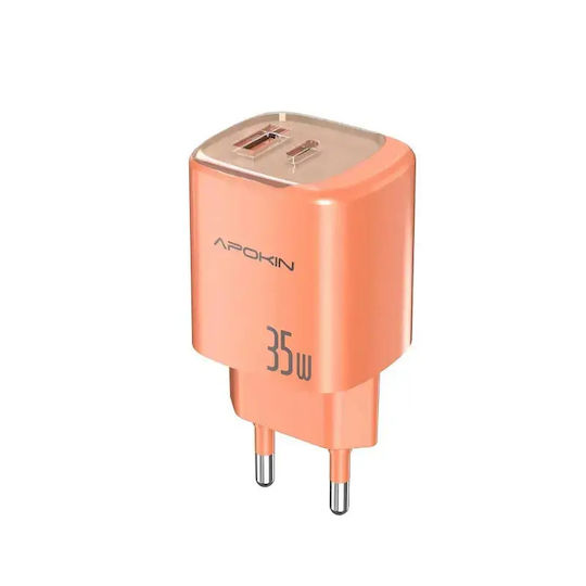 Apokin Charger and Cable USB-C - USB-C 35W Power Delivery Orange (U028)