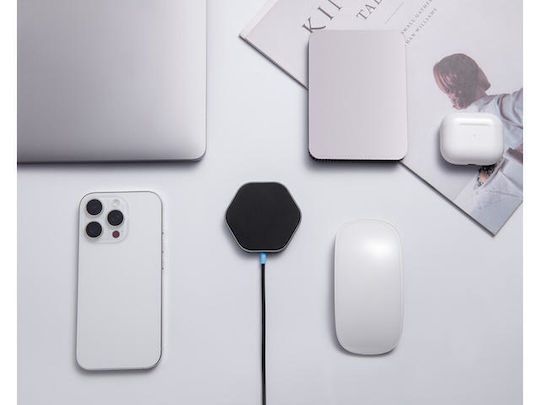 Canyon Ασύρματος Φορτιστής (Qi Pad) και Καλώδιο USB-C 15W Power Delivery Μαύρος (Hexagon 110)