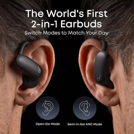 Soundcore by Anker AeroFit 2 Pro Earbud / Open Ear Bluetooth Handsfree Ακουστικά με Αντοχή στον Ιδρώτα και Θήκη Φόρτισης Μαύρα