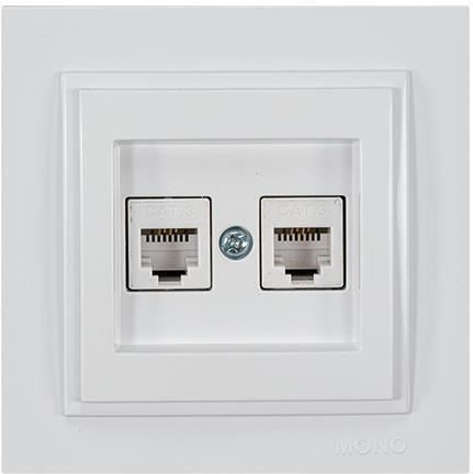 Eurolamp Πρίζα Τηλεφώνου με Πλαίσιο Διπλή σε Λευκό Χρώμα 152-10139