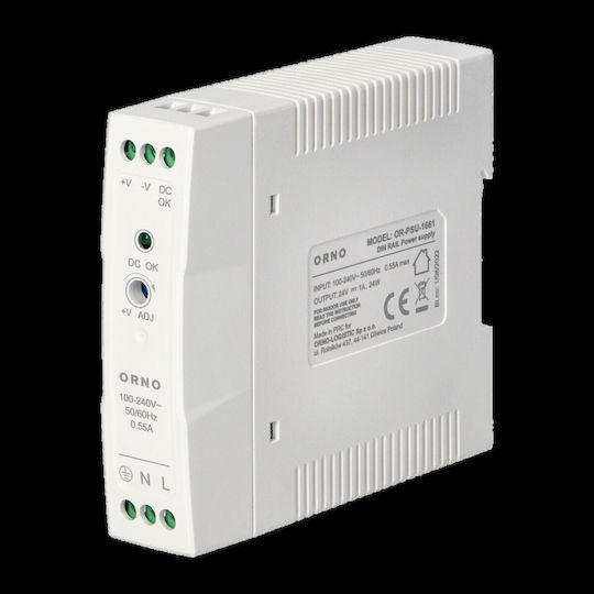 Orno Тръбнохранителен блок с изход 24V и мощност 20W 1Спецификация