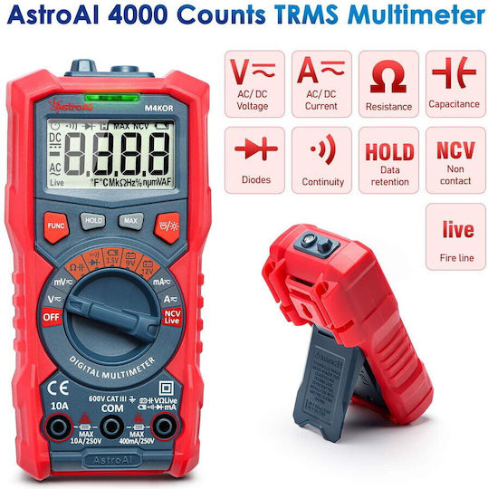 Astroai Multimetru Digital Astroai M4kor Trms 4000 Ohmmetru Voltmetru 1.5v 9v 12v Măsurare Fără Contact Lanternă