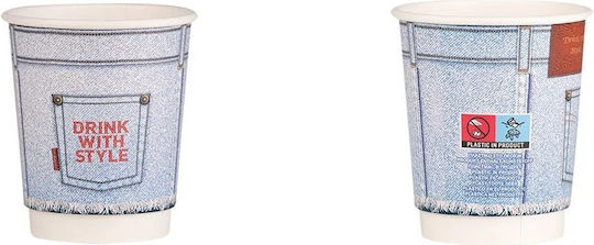 Intertan Jeans Ποτήρι μιας Χρήσης Χάρτινo Πολύχρωμο 240ml 25τμχ