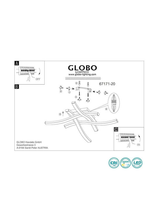 Globo Lighting Evita Plafonieră de Tavan 43buc Maro cu LED Integrat