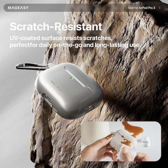 Mageasy Hülle in Silber Farbe für Apple AirPods Pro 3