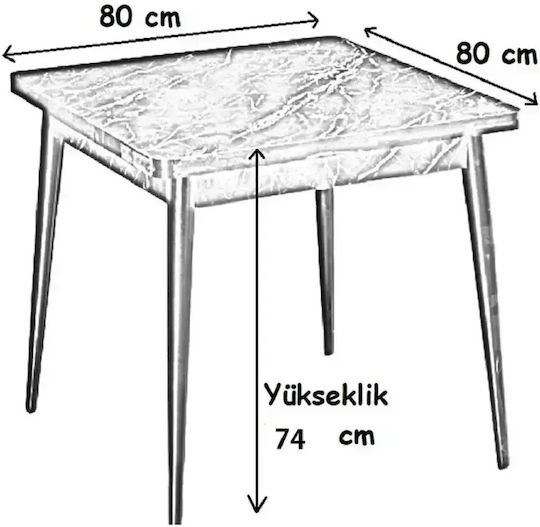 Brigitte Quadratischer Küchentisch Aus Holz 80x80x74cm