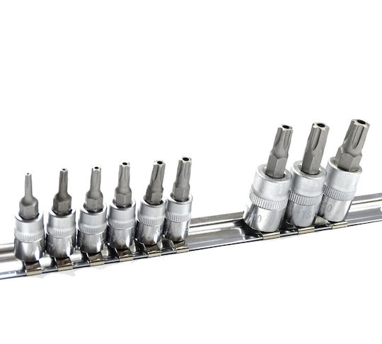 Jonnesway Torx Socket Set Hole 1/4" 3/8" T10-t50 9pcs S08h23ts9s