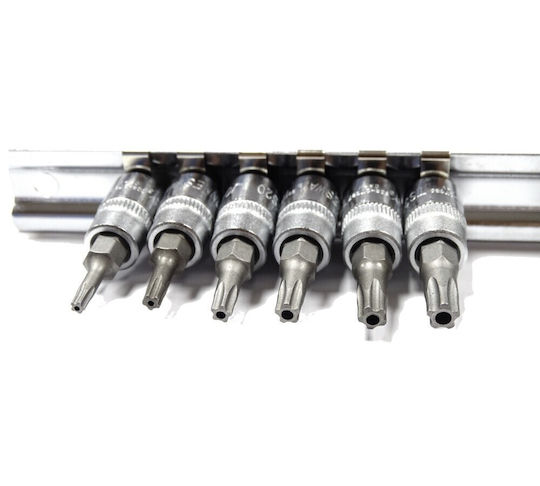 Jonnesway Torx Socket Set Hole 1/4" 3/8" T10-t50 9pcs S08h23ts9s