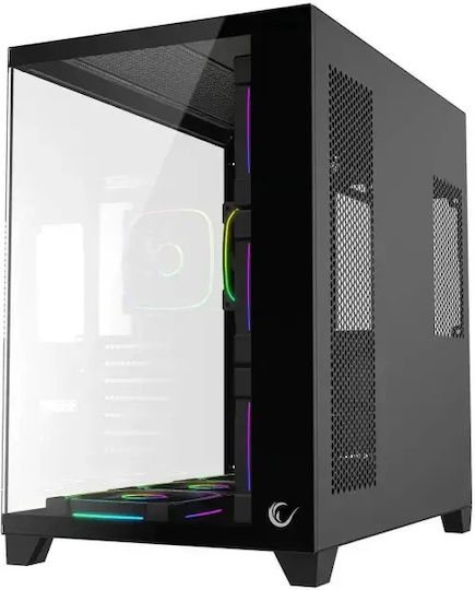 Rampage Sealite Black Gaming Midi Tower Computer Case with Side Window and ARGB Lighting Black