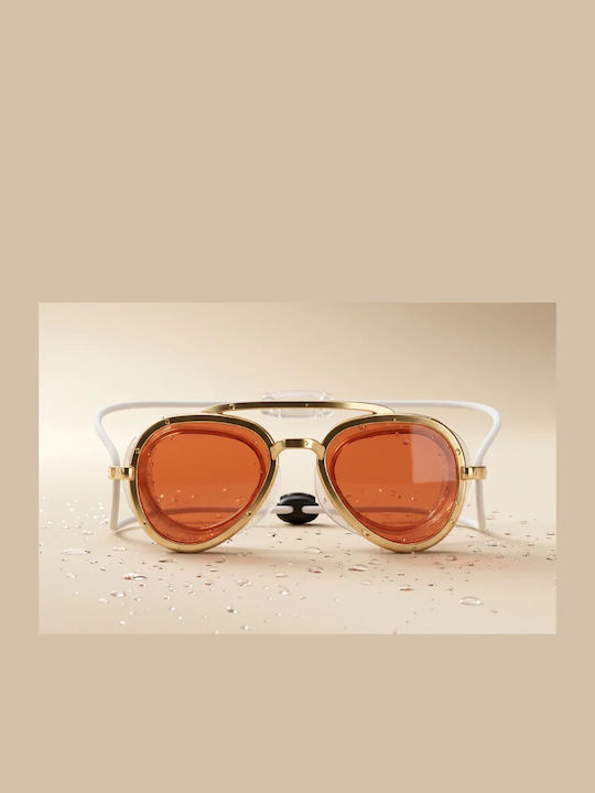 Lumare Premium Swimming Goggles With Gold Anti-Glare Lenses