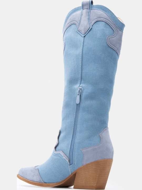 Women's Boots Cowboy with Medium Heel Blue