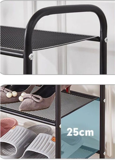 Organizatoare Pantofi Metalică Cu 4 Rafturi Neagră L80xA28xÎ75cm