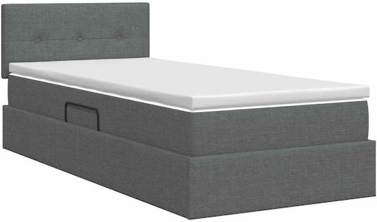 Dunkles Wandbett Einzel mit Samt Dunkelgrau mit Lattenrost & Matratze 100x200cm