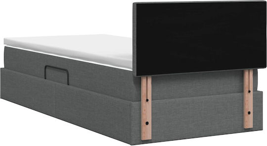 Dunkles Wandbett Einzel mit Samt Dunkelgrau mit Lattenrost & Matratze 100x200cm