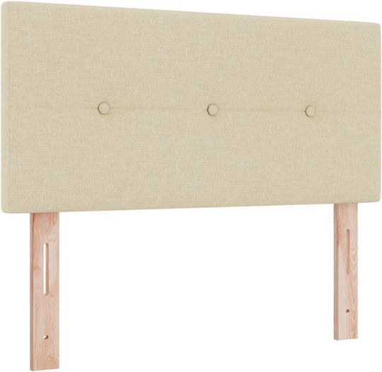Pat Montat Pe Perete Single Tapițat Cu Material Crem Cu Plăci Și Saltea 100x200cm