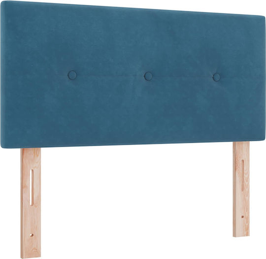 Single Bed Upholstered with Velvet Dark Blue with Slats & Mattress 100x200cm