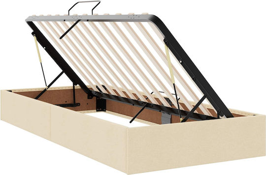 Wandbett Einzel mit Stoff Beige mit Lattenrost & Matratze 100x200cm