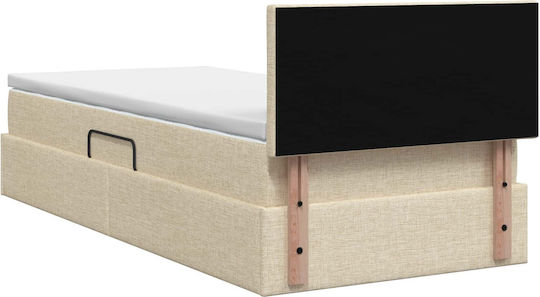 Wandbett Einzel mit Stoff Beige mit Lattenrost & Matratze 100x200cm