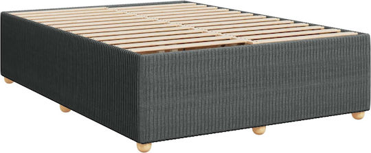 Pat King Size Tapițat cu Material Gri Închis cu Plăci și Saltea 190x190cm
