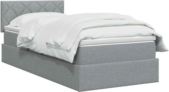 Wall Bed King Size Upholstered with Velvet Light Grey with Slats and Mattress 200x200cm