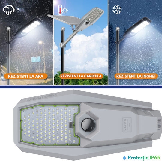 Lampă Solară de Drum 400W 3358lm Alb Rece 6000K cu Senzor de Mișcare și Telecomandă IP65