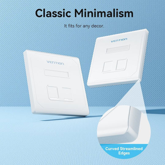 Vention Network Keystone Wall Plate 2-port White