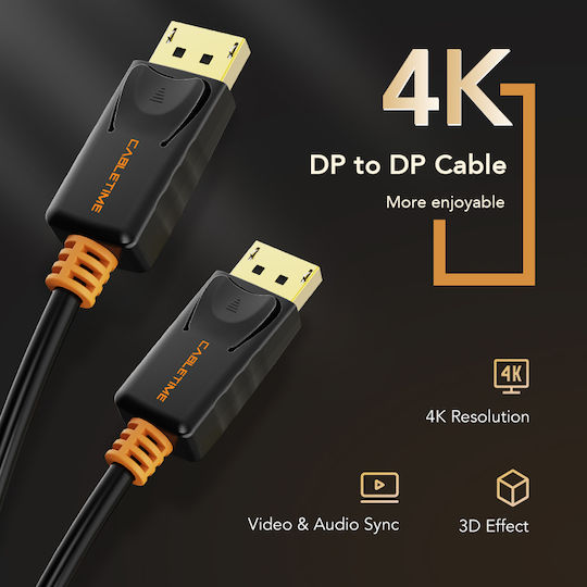Cabletime CT-AV585-01G Καλώδιο DisplayPort male - 1.8m Μαύρο