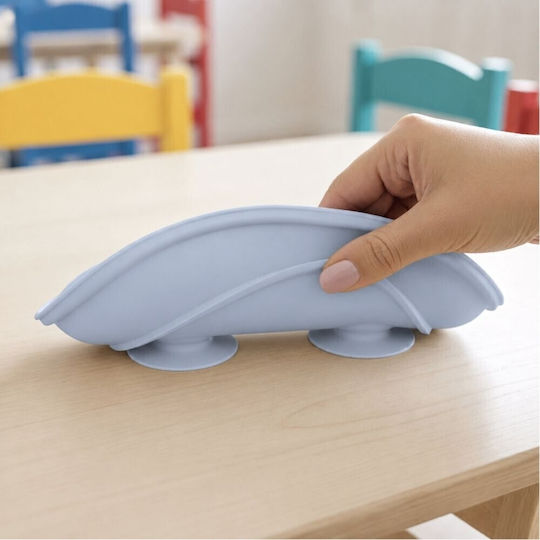 Bocioland Farfurie pentru copii din silicon albastră