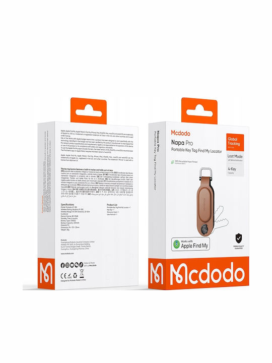 Mcdodo Gps Key Locator Apple Find My Keychain Organizer Brown