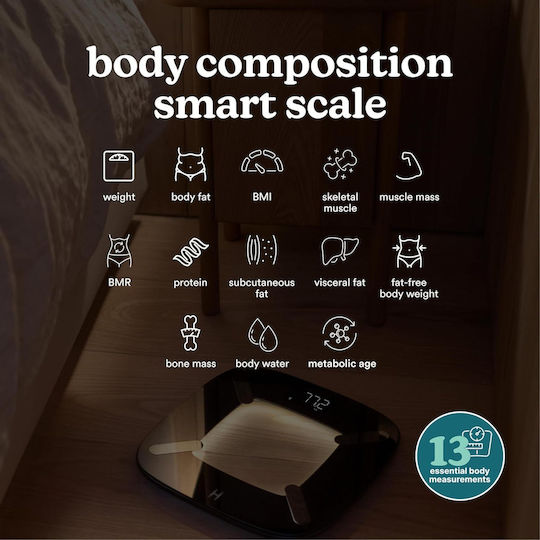 Homedics Smart Bathroom Scale with Body Fat Counter & Bluetooth Black
