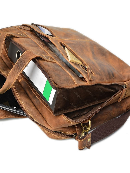 Geantă bărbătească de umăr / crossbody din piele Bej