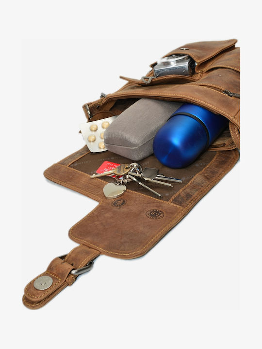 Geantă bărbătească de umăr / tip crossbody din piele maro