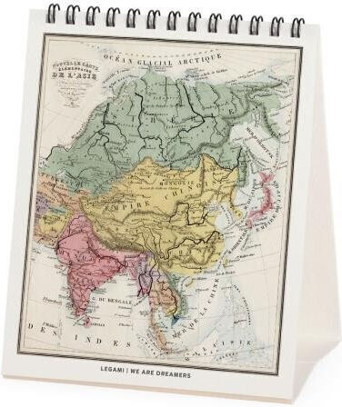 Legami Milano Vintage Maps Tägliches Schreibtisch Kalender 2027 12x14,5cm