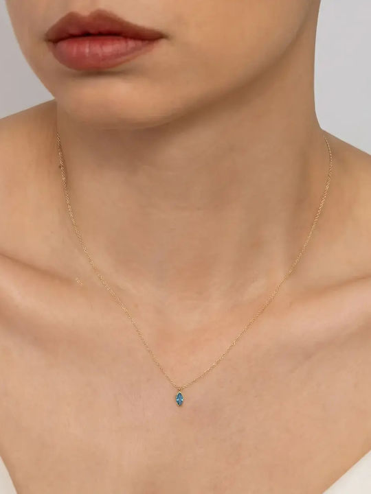 Halskette aus Vergoldetem 9K mit Zirkon Türkis