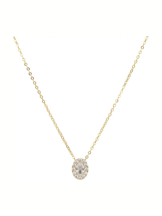 Gold 9 K Necklace with Zircon