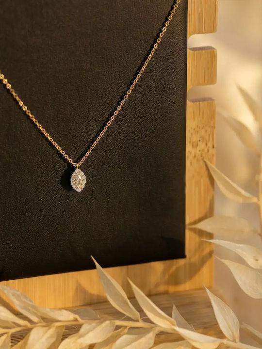 Gold 9 K Necklace with Zircon