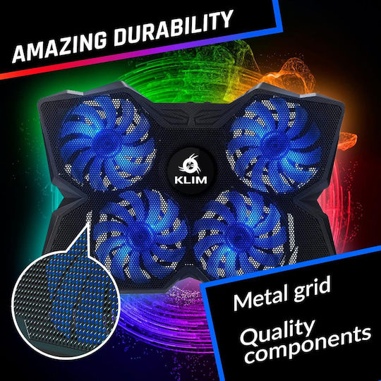 Klim Stand de Suport pentru Laptop până la 17.3" cu 4 Ventilatoare și Iluminare B09XVLPGZJ