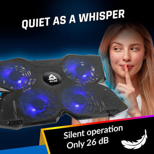 Klim Stand de Suport pentru Laptop până la 17.3" cu 4 Ventilatoare și Iluminare B09XVLPGZJ