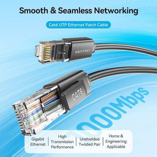 Vention Network Cable Cat6 Utp 1.0m Black Ibrbf