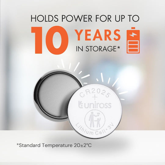 Uniross Celulă Buton Litiu Cr2025hp Putere Mare Pachet 5 Bucăți
